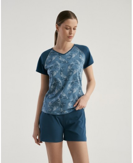 Комплект футболка/шорты:жен. МОДЕЛЬ 3 Pen/petrol