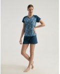 Комплект футболка/шорты:жен. МОДЕЛЬ 3 Pen/petrol