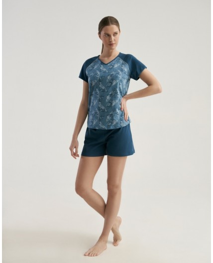Комплект футболка/шорты:жен. МОДЕЛЬ 3 Pen/petrol