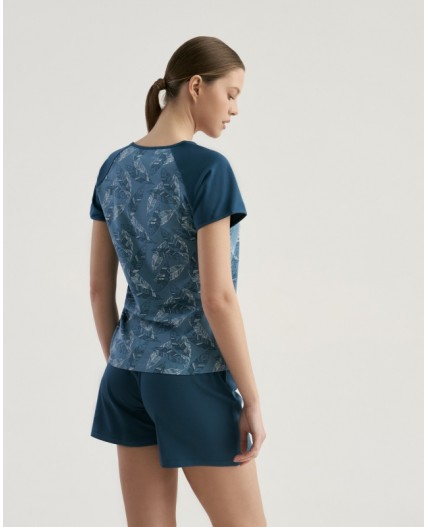 Комплект футболка/шорты:жен. МОДЕЛЬ 3 Pen/petrol