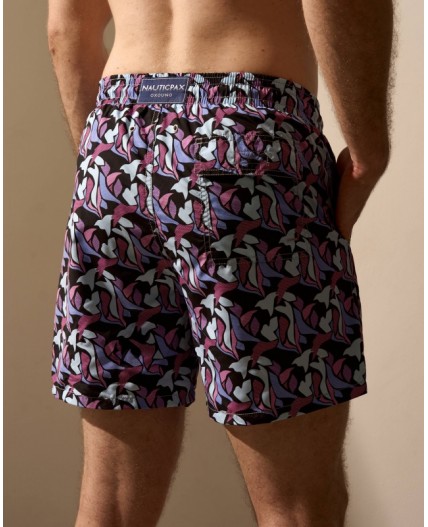 Пляжные шорты:муж. МОДЕЛЬ 1 Пиксель лиловый