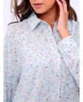 325GRY Рубашка женская удлиненная Серый/цветы