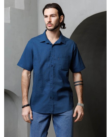 рубашка мужская голубой-серый