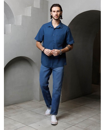 рубашка мужская голубой-серый