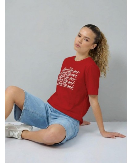 футболка женская красный