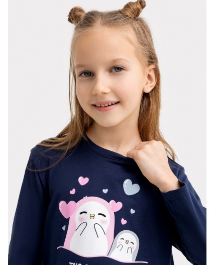 Комплект синий +пингвины на синем