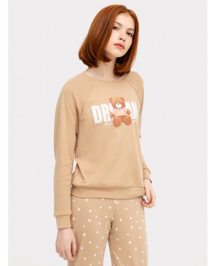 Комплект бежевый +сердечки на бежевом