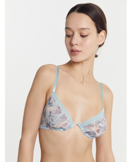 Бюстгальтер крупные цветы на мятном