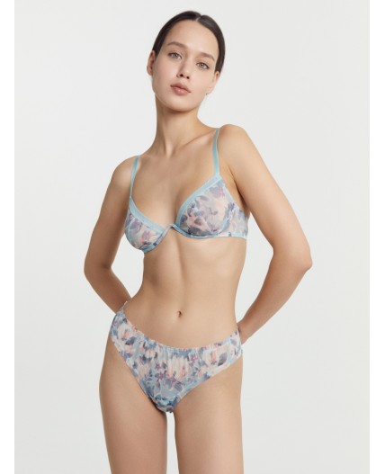 Бюстгальтер крупные цветы на мятном