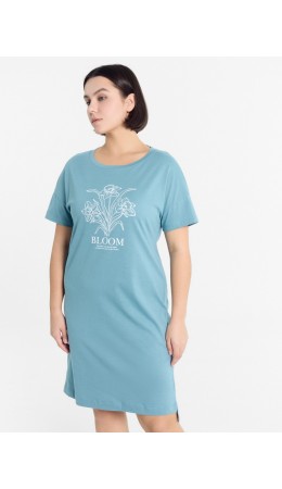 Сорочка дымчато -голубой +печать
