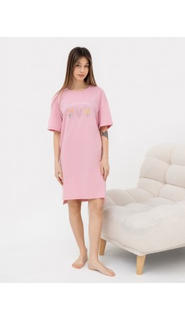 Сорочка пыльный розовый +печать