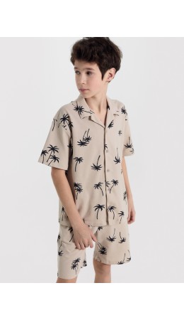 Рубашка пальмы на тепло -сером
