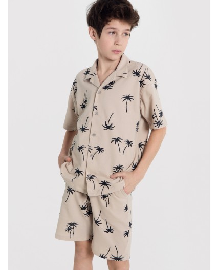 Рубашка пальмы на тепло -сером