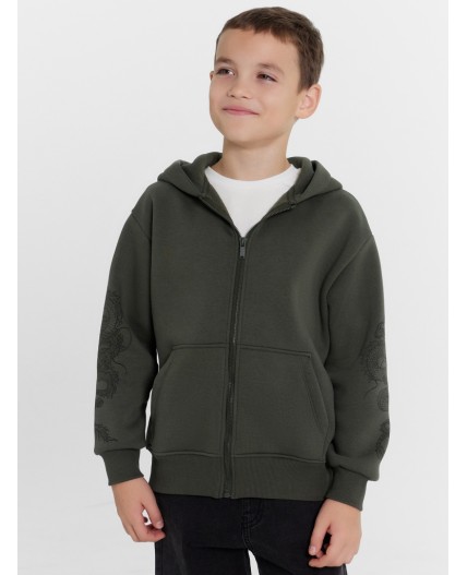 Толстовка темный хаки +печать