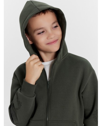 Толстовка темный хаки +печать