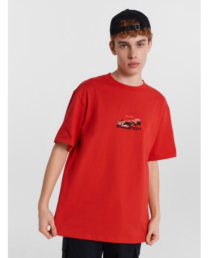 Футболка огненный красный +печать