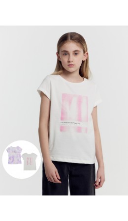 Футболка белый +розово -голубой тай-дай