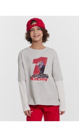 Джемпер серый меланж 4306-А +печать