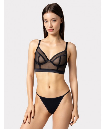 Бюстгальтер черный в горошек