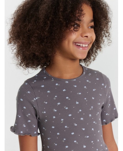 Платье цветочки на т.сером