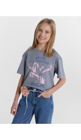 Футболка сизый +печать