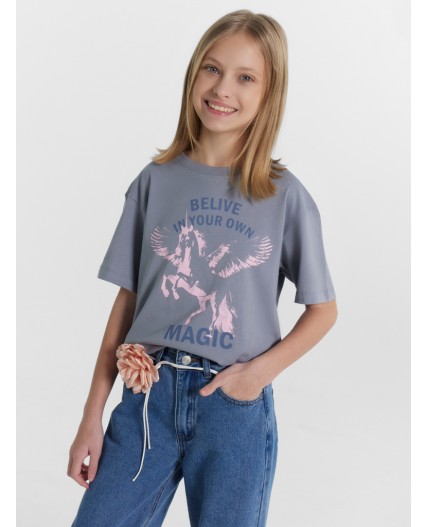 Футболка сизый +печать