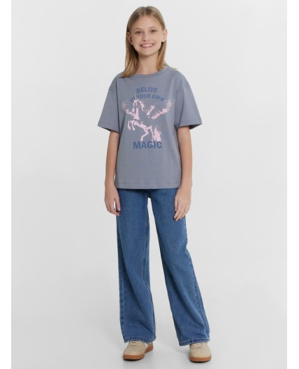 Футболка сизый +печать