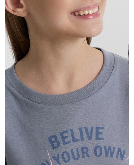 Футболка сизый +печать