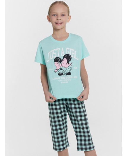 Комплект небесная бирюза +серая клетка