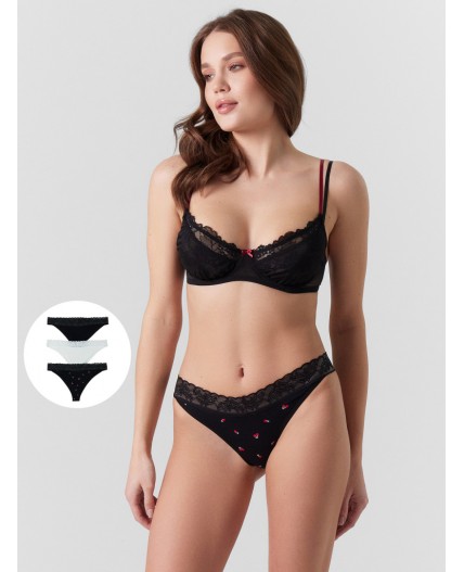 Трусы вишенки на черном