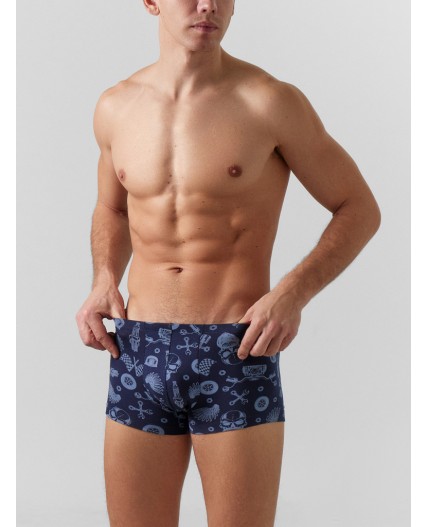 Трусы мотодетали на глубоком синем +черный