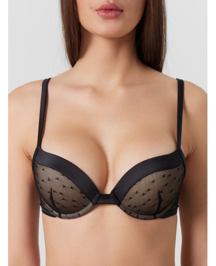 Бюстгальтер черный в сердечки
