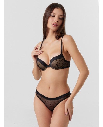 Бюстгальтер черный в сердечки