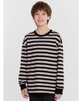 Лонгслив черно -молочная полоска