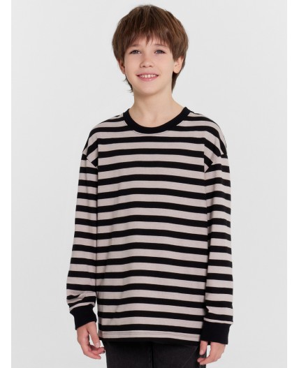Лонгслив черно -молочная полоска