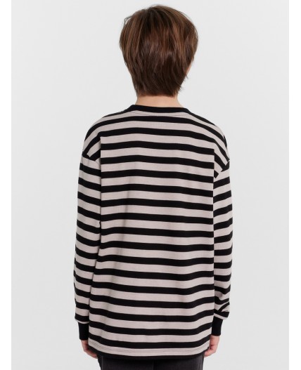 Лонгслив черно -молочная полоска