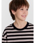 Лонгслив черно -молочная полоска