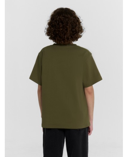 Футболка темная олива +печать