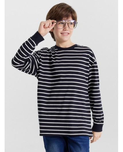 Лонгслив белая полоска на неви