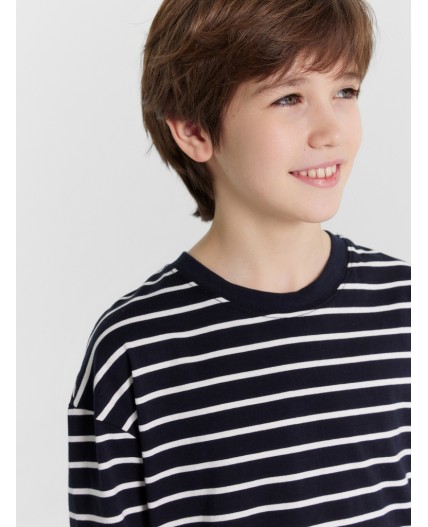 Лонгслив белая полоска на неви