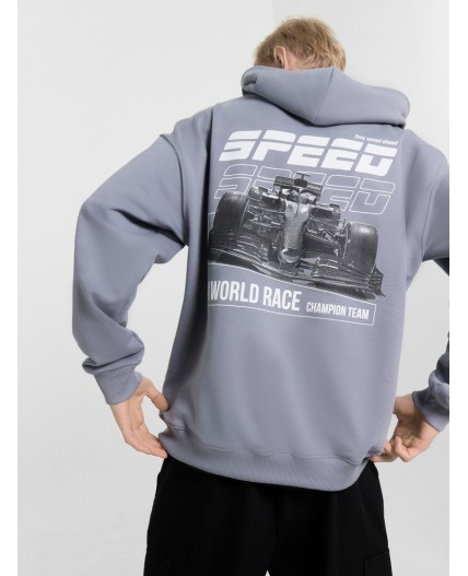 Худи сизый +печать