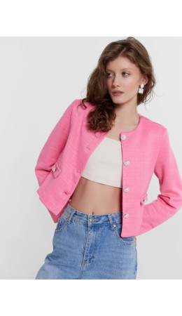 Жакет розовый твид
