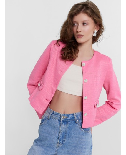 Жакет розовый твид
