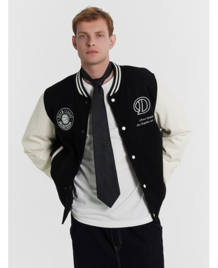 Бомбер черно -бежевый