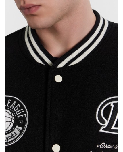 Бомбер черно -бежевый