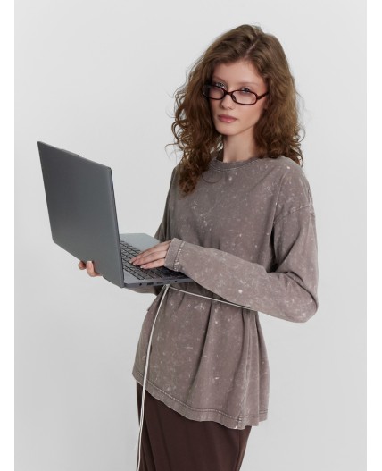 Джемпер ACID WASH коричневый