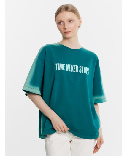 Футболка бирюзовый зеленый +печать