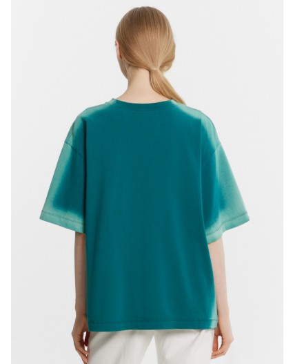 Футболка бирюзовый зеленый +печать