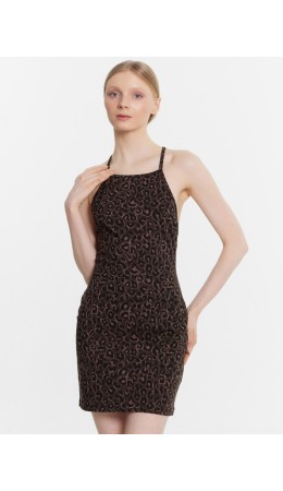Платье домашнее шоколадный леопард