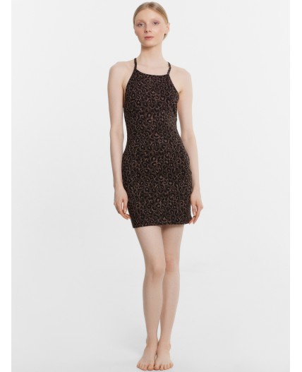 Платье домашнее шоколадный леопард